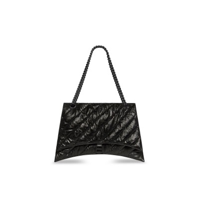 BALENCIAGA WOMEN'S CRUSH CHAIN BAG IN LARGE BLACK 716332210IY1000 (39.9*24.9*13cm)